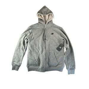 New Balance Kids Heather Grey Full Zip Lined Hoodie Jacket Size Medium 10/12 NWT